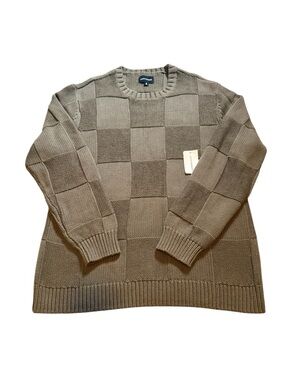 Lucky Brand Men’s XL Checker Knit Crewneck Sweater - Olive